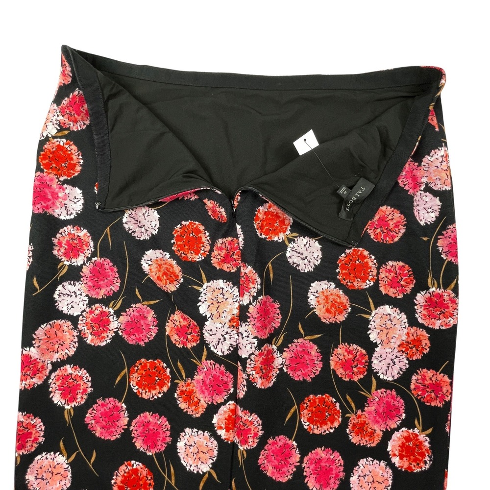 Talbots Womens 16 16W Black Pink Floral Canvas‎ Pencil Skirt Wedding Guest Work - Picture 6 of 11